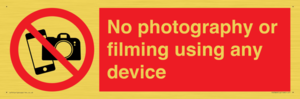 No photography or filming using any device